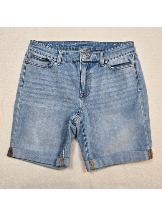 Talbots Pants - Talbots 6P Womens Girlfriend Denim Shorts Light Wash Casual Stretchy Cuffed